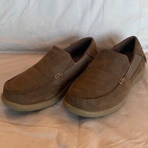 Crocs Mens Slip On Loafer Shoes Brown Leather Comfort Size M 7